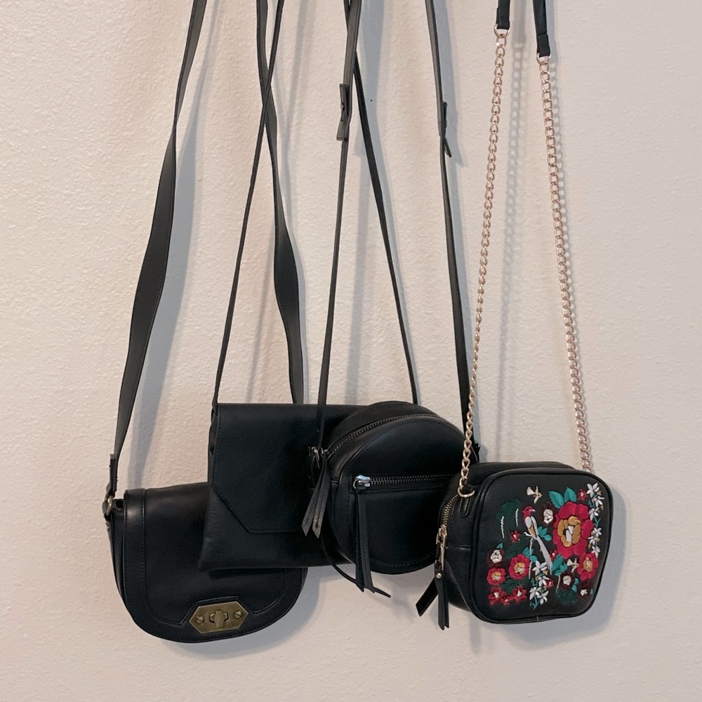 Set of 4 - Women’s Black Crossbody - Faux Leather - Mix